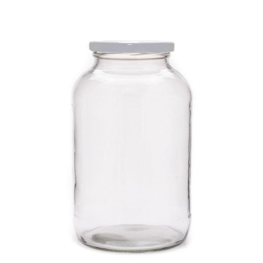 2 Litre Clear Glass Catering Jar with White Metal Lid (82mm Twist)