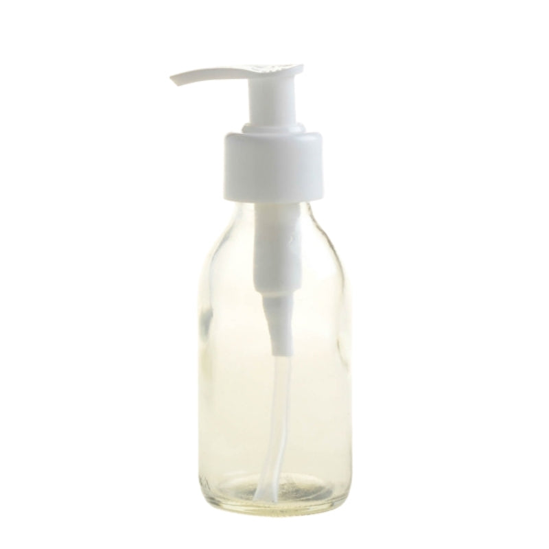 100ml Clear Glass Generic Bottle with Pump Dispenser - White (28/410)