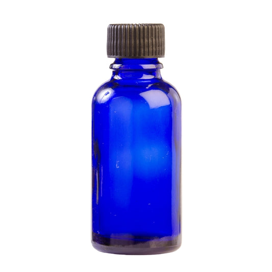 30ml Blue Glass Aromatherapy Bottle with Screw Cap - Black (18/410)