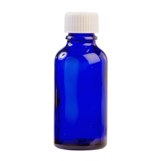 30ml Blue Glass Aromatherapy Bottle with Screw Cap - White (18/410)
