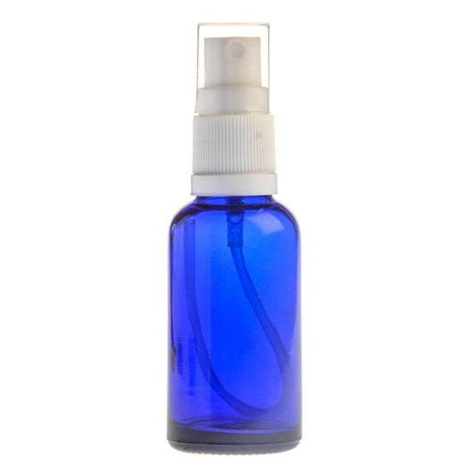 30ml Blue Glass Aromatherapy Bottle with Spritzer - White (18/410)