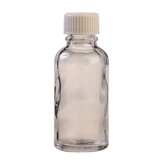 30ml Clear Glass Aromatherapy Bottle with Screw Cap - White (18/410)