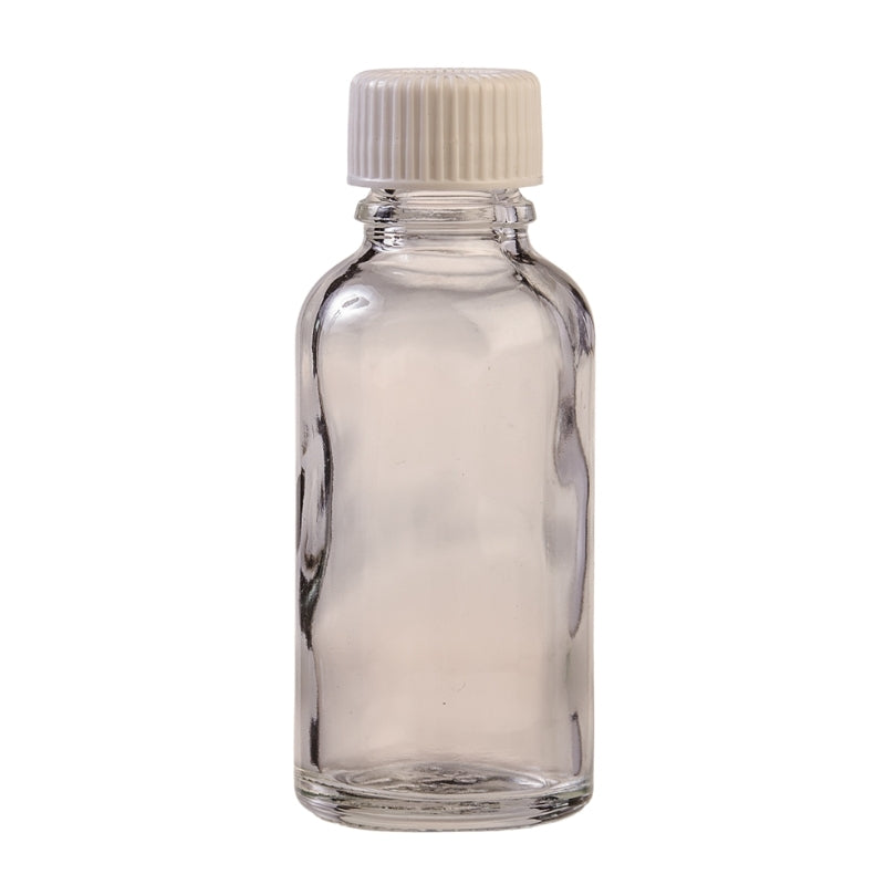50ml Clear Glass Aromatherapy Bottle with Screw Cap - White (18/410)