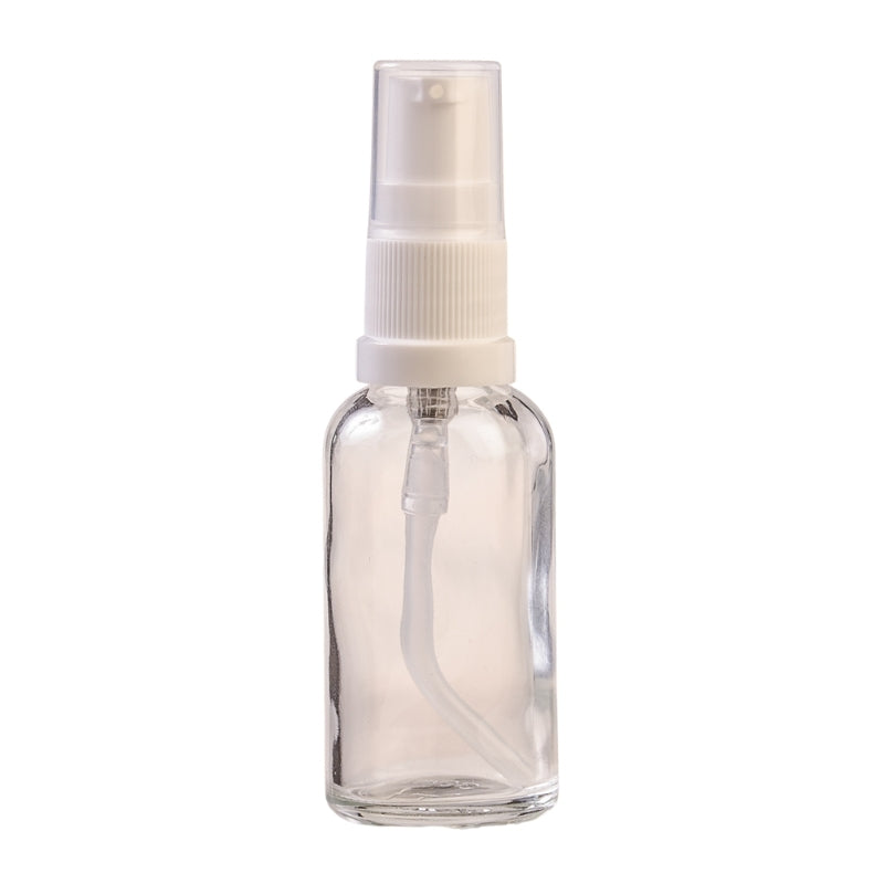30ml Clear Glass Aromatherapy Bottle with Serum Pump - White (18/410)