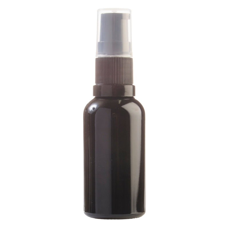 30ml Black Glass Aromatherapy Bottle with Serum Pump - Black (18/410)