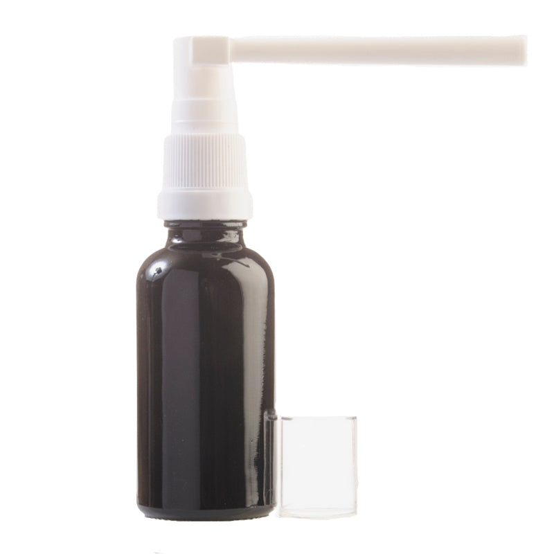 30ml Black Glass Aromatherapy Bottle with Throat Sprayer (18/65)
