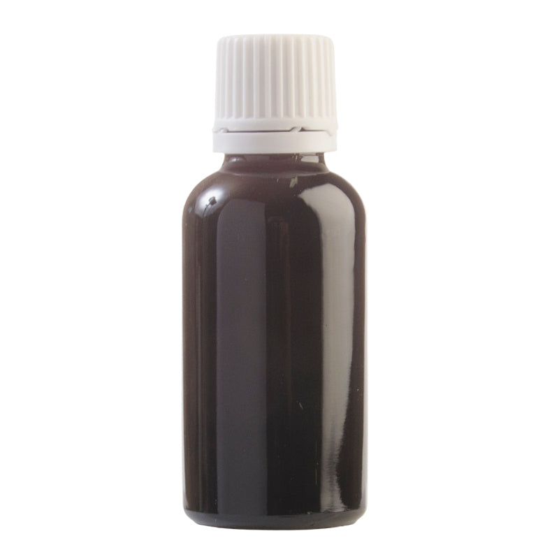 30ml Black Glass Aromatherapy Bottle with Dropper Cap - White