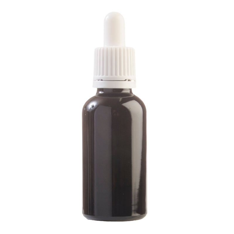 30ml Black Glass Aromatherapy Bottle with Pipette - White (18/78)