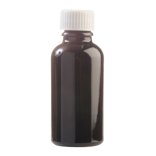 30ml Black Glass Aromatherapy Bottle with Screw Cap - White (18/410)