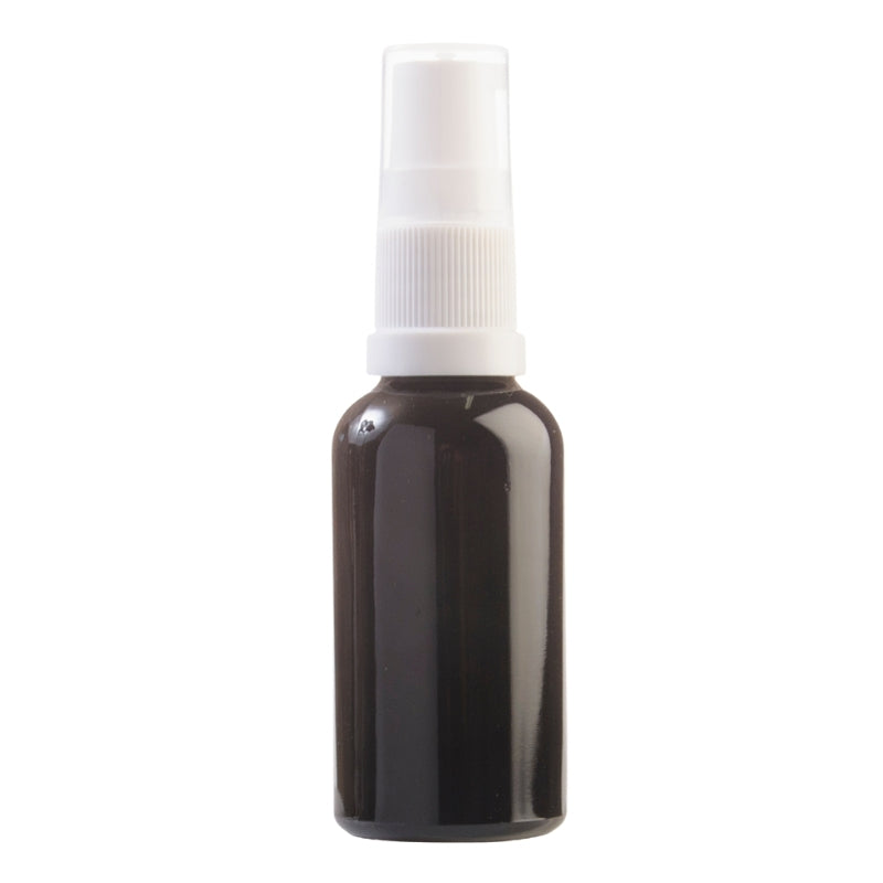 30ml Black Glass Aromatherapy Bottle with Serum Pump - White (18/410)