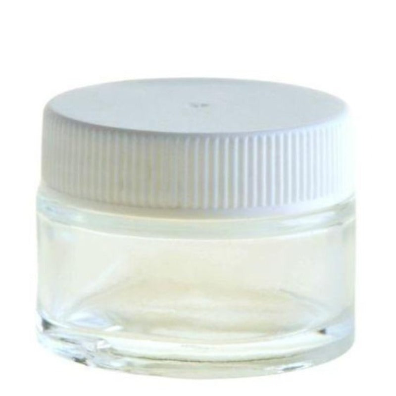 30ml Clear Glass Jar with White Lid (48/400) - Essentially Natural