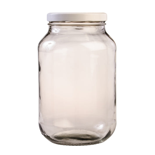 3 Litre Clear Glass Catering Jar with White Metal Lid (110mm Twist)