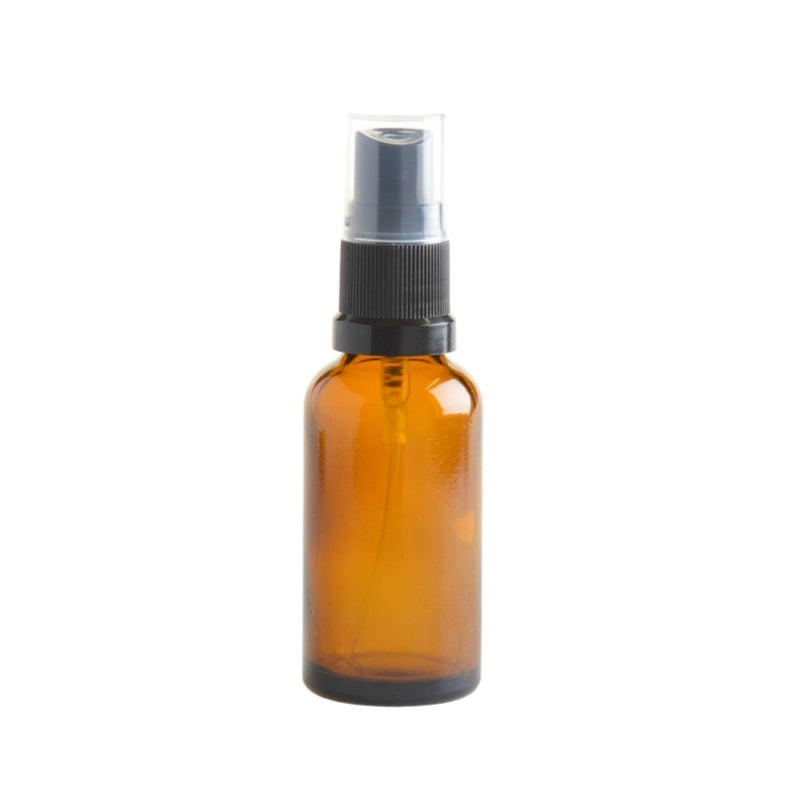 20ml Amber Glass Aromatherapy Bottle with Spritzer - Black (18/410) - Essentially Natural