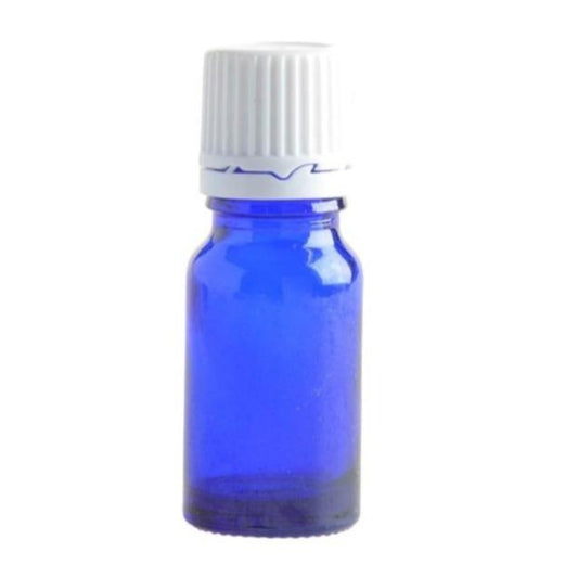 10ml Blue Glass Aromatherapy Bottle with Dropper Cap - White - Essentially Natural