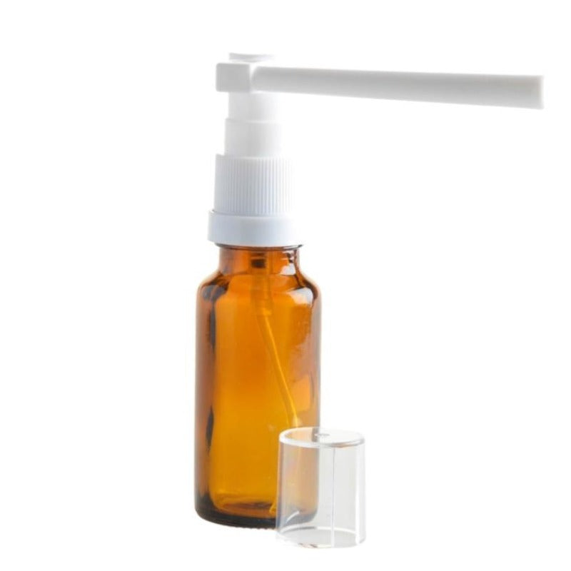 10ml Amber Glass Aromatherapy Bottle with Throat Sprayer (18/65) - Essentially Natural