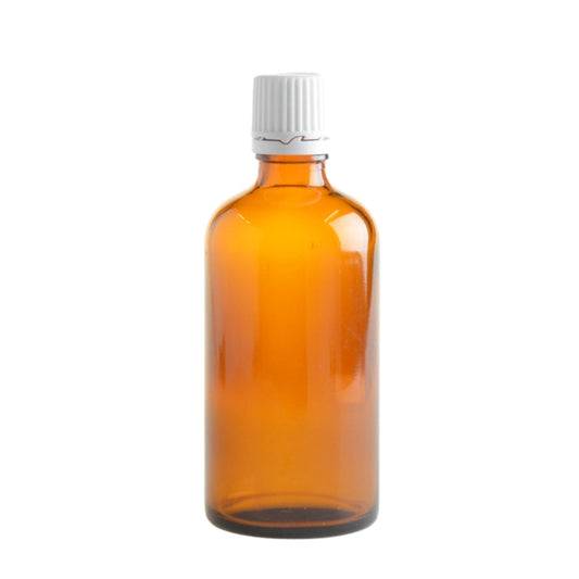 100ml Amber Glass Aromatherapy Bottle with Dropper Cap - White - Essentially Natural