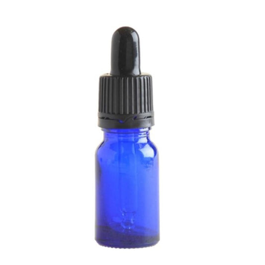 10ml Blue Glass Aromatherapy Bottle with Pipette - Black (18/60) - Essentially Natural