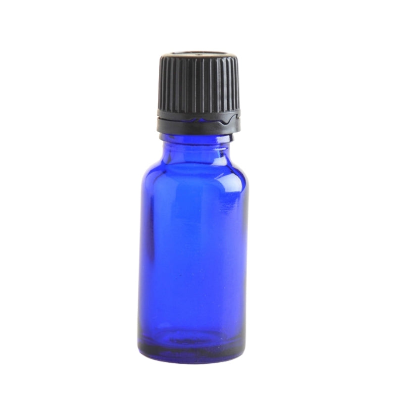 20ml Blue Glass Aromatherapy Bottle with Dropper Cap - Black - Essentially Natural