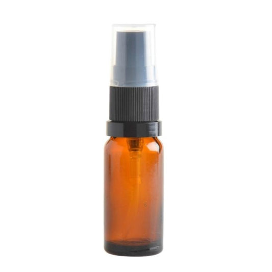 10ml Amber Glass Aromatherapy Bottle with Serum Pump - Black (18/410) - Essentially Natural