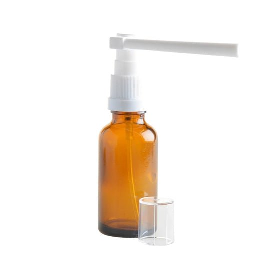 20ml Amber Glass Aromatherapy Bottle with Throat Sprayer (18/65) - Essentially Natural