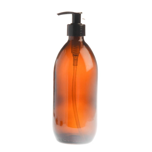 500ml Amber Glass Generic Bottle with Pump Dispenser - Black (28/410)