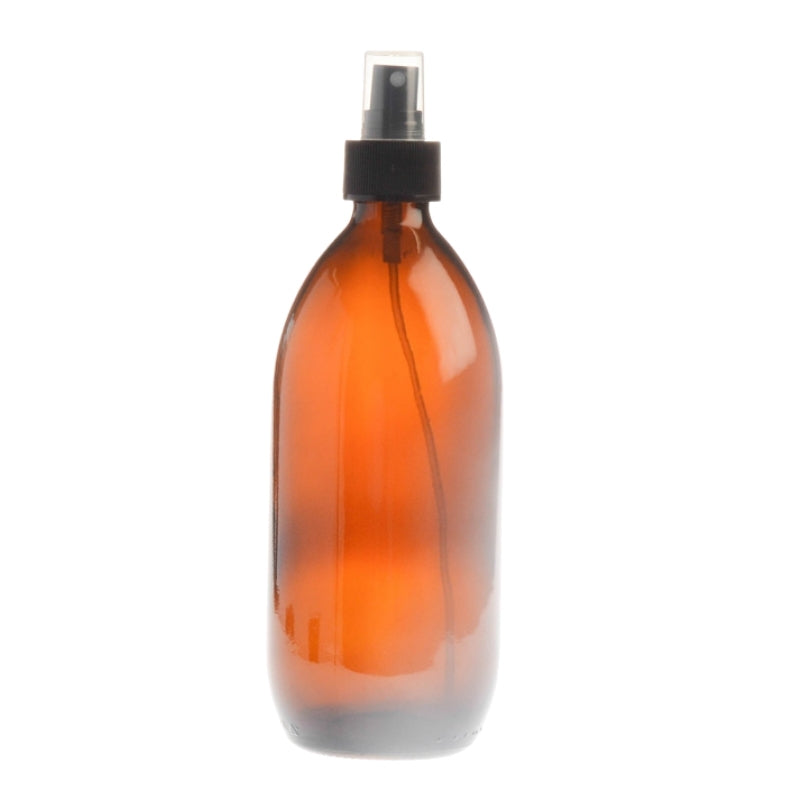 500ml Amber Glass Generic Bottle with Atomiser Spray - Black (28/410)