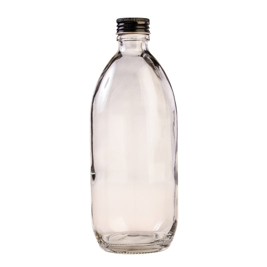 500ml Clear Glass Generic Bottle with Aluminium Screw Cap - Black (28/410)