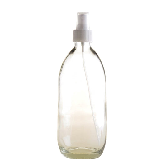 500ml Clear Glass Generic Bottle with Atomiser Spray - White (28/410)