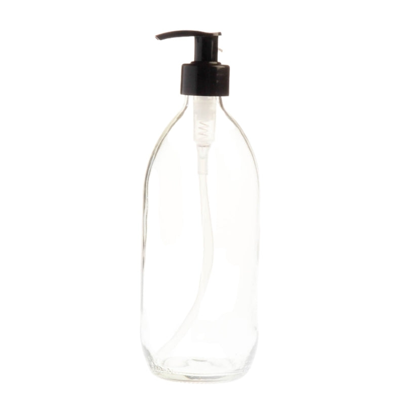 500ml Clear Glass Generic Bottle with Pump Dispenser - Black (28/410)