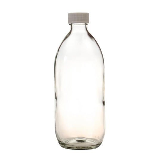 500ml Clear Glass Generic Bottle with Screw Cap - White (28/410)