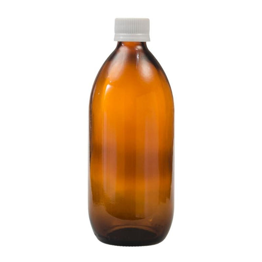 500ml Amber Glass Generic Bottle with Tamper Proof Cap - White (28/410)