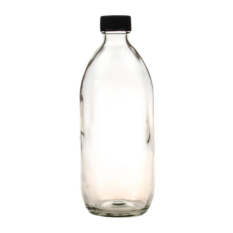 500ml Clear Glass Generic Bottle with Screw Cap - Black (28/410)