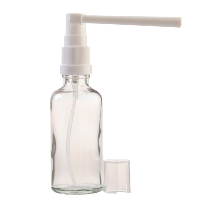 50ml Clear Glass Aromatherapy Bottle with Throat Sprayer (18/65)