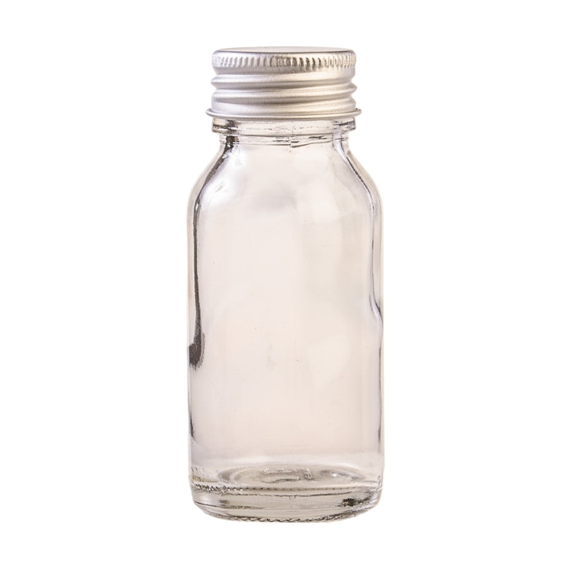 50ml Clear Glass Generic Bottle with Aluminium Screw Cap - Silver (28/410)