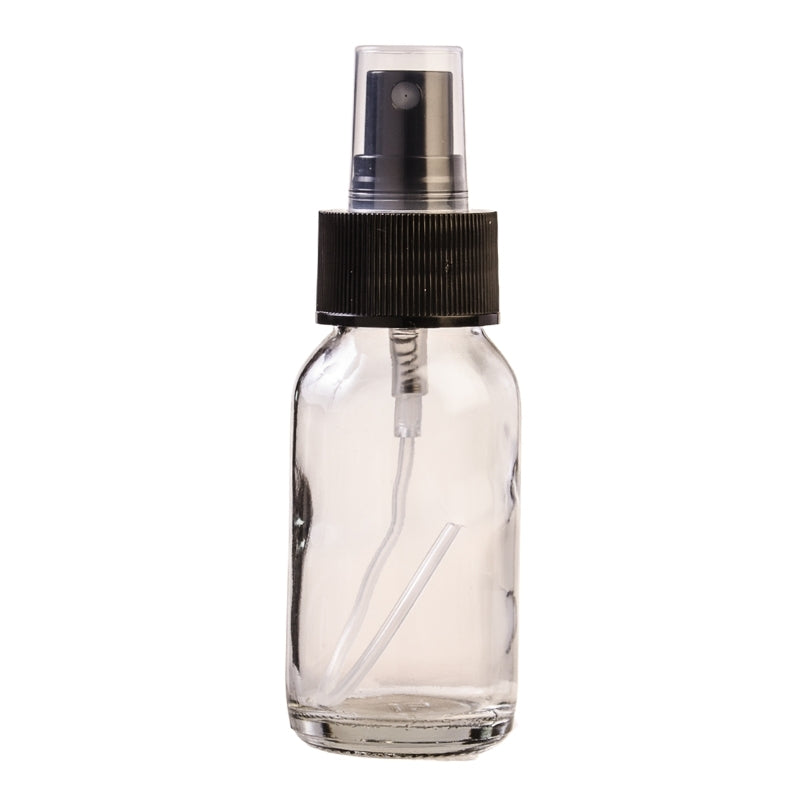 50ml Clear Glass Generic Bottle with Atomiser Spray - Black (28/410)