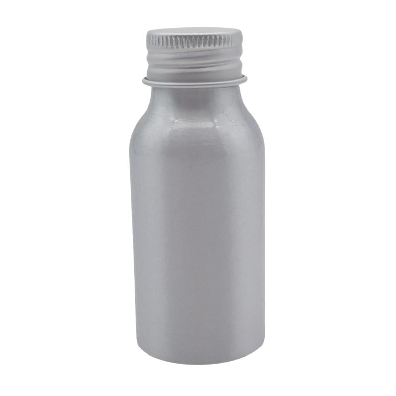50ml Silver Aluminium Bottle and Aluminium Screw Cap - Silver (24/410)