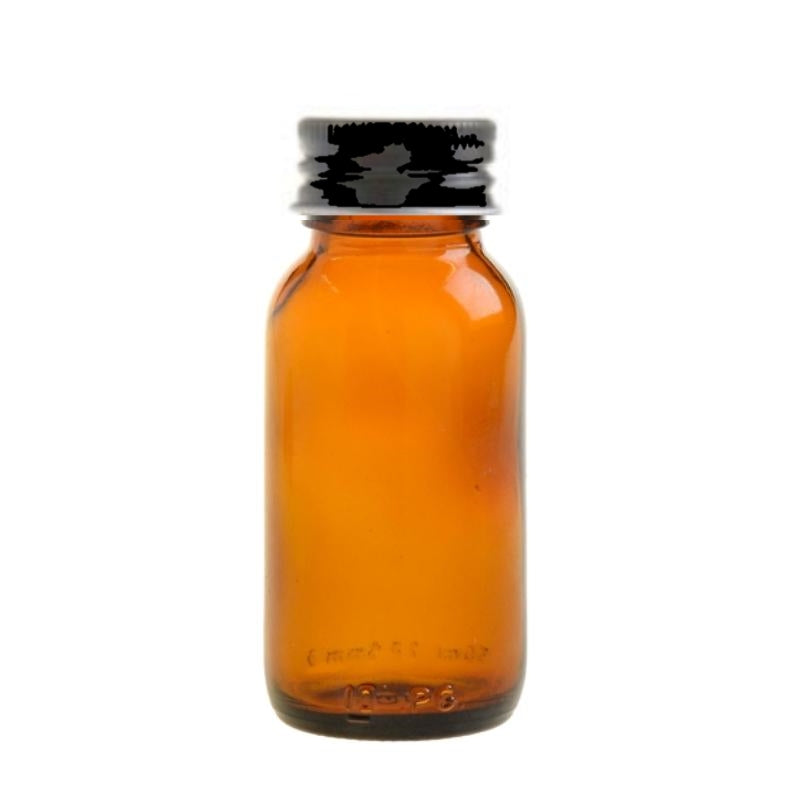 50ml Amber Glass Generic Bottle with Aluminium Screw Cap - Black (28/410)