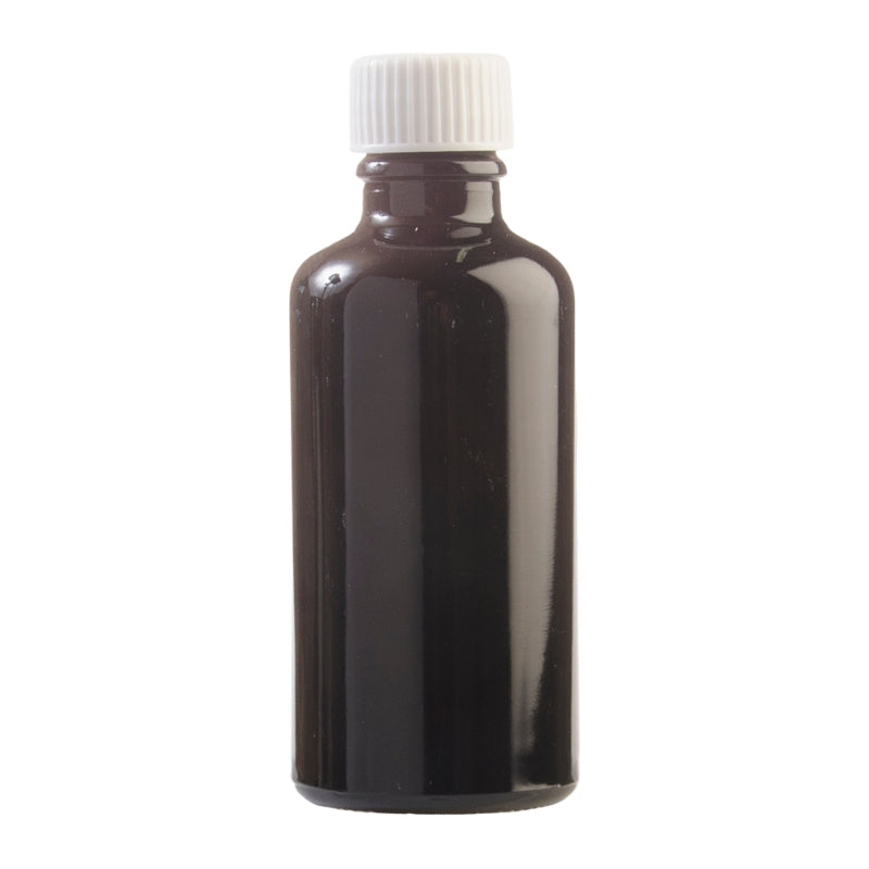 50ml Black Glass Aromatherapy Bottle with Screw Cap - White (18/410)