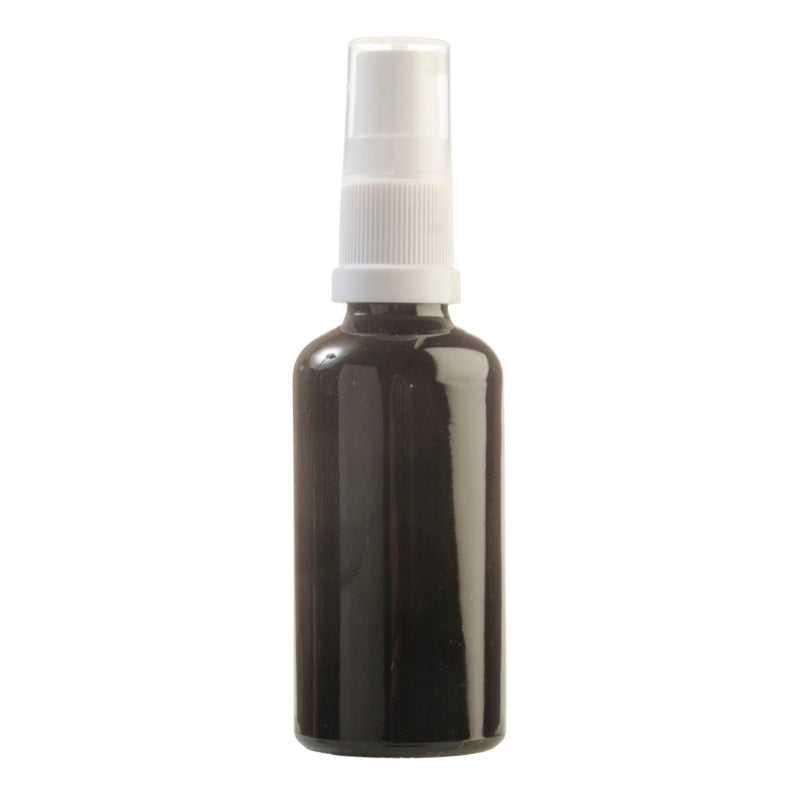 50ml Black Glass Aromatherapy Bottle with Serum Pump - White (18/410)