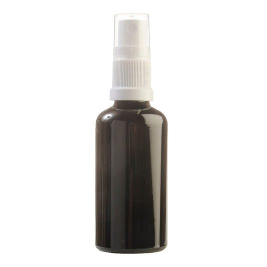 50ml Black Glass Aromatherapy Bottle with Spritzer - White (18/410)