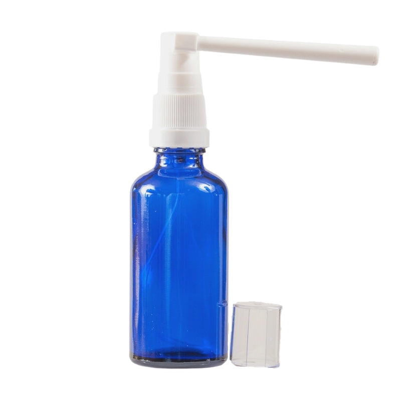 50ml Blue Glass Aromatherapy Bottle with Throat Sprayer (18/65)