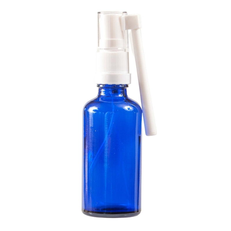 50ml Blue Glass Aromatherapy Bottle with Throat Sprayer (18/65)