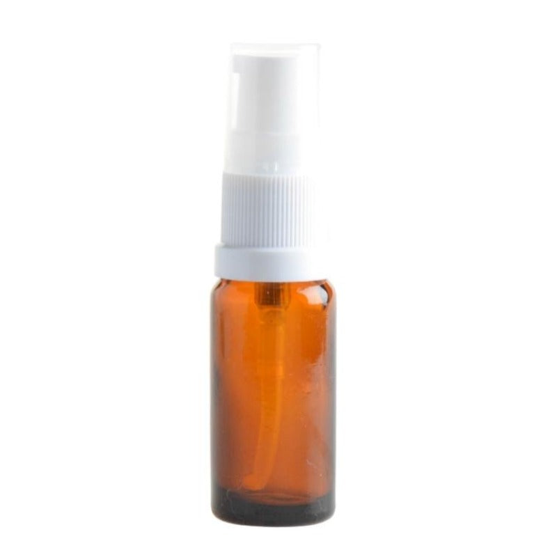 10ml Amber Glass Aromatherapy Bottle with Serum Pump - White (18/410) - Essentially Natural