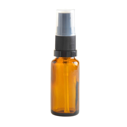 20ml Amber Glass Aromatherapy Bottle with Serum Pump - Black (18/410) - Essentially Natural