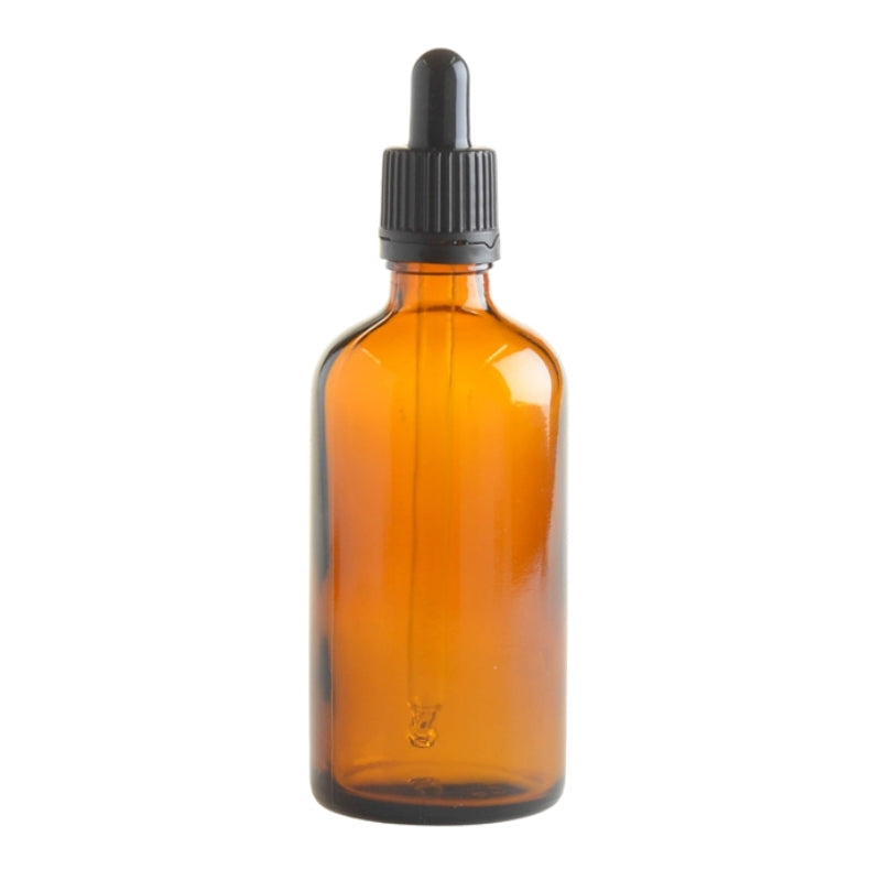 100ml Amber Glass Aromatherapy Bottle with Pipette - Black (18/110) - Essentially Natural