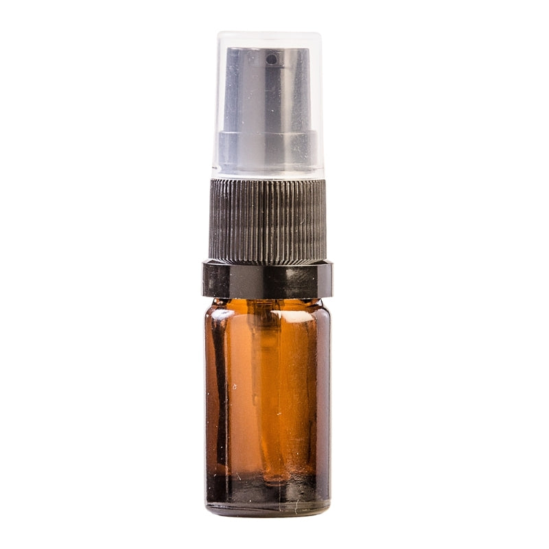 5ml Amber Glass Aromatherapy Bottle with Serum Pump - Black (18/410)