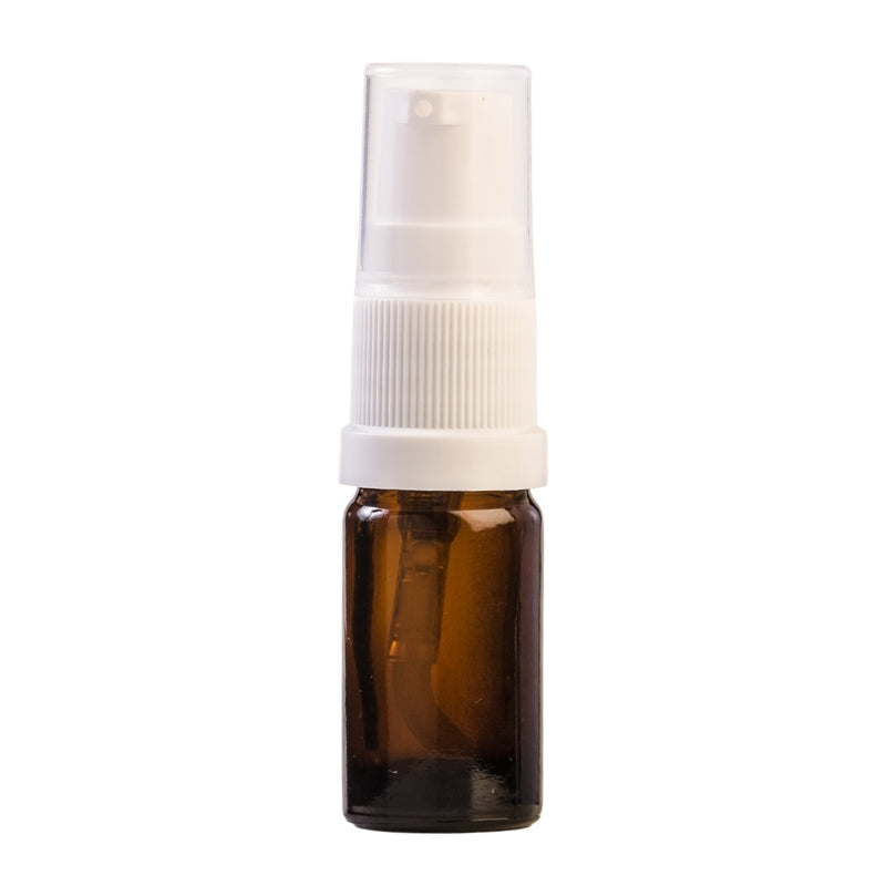 5ml Amber Glass Aromatherapy Bottle with Serum Pump - White (18/410)