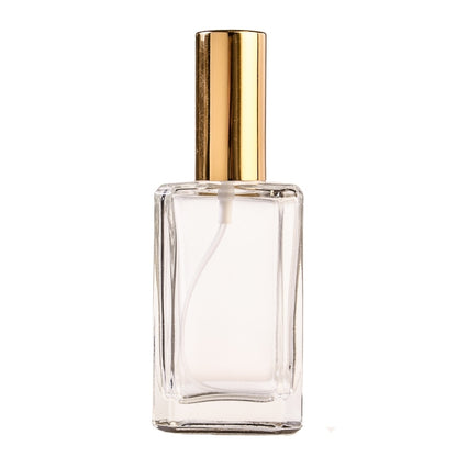 60ml Clear Glass Square Perfume Bottle with Gold Spray & Gold Cap (18/410)