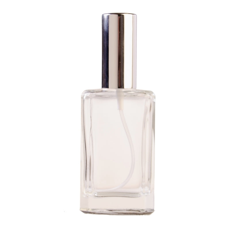 60ml Clear Glass Square Perfume Bottle with Silver Spray & Silver Cap (18/410)