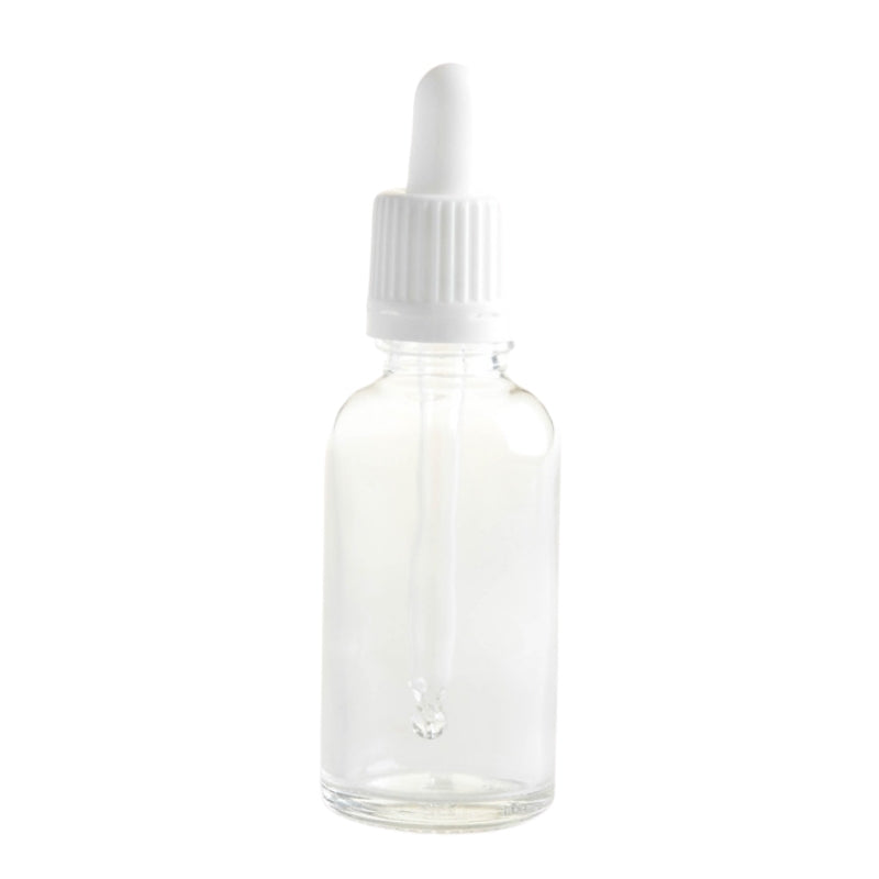 30ml Clear Glass Aromatherapy Bottle with Pipette Top - White (18/78) - Essentially Natural